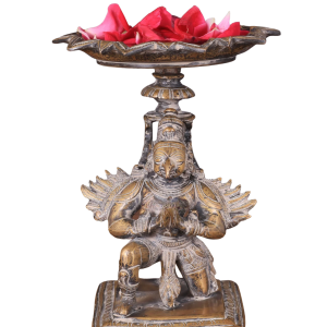 Superfine Brass Garuda Aasan Lamp Rustic 6.5 Inch - Premium Eagle Deity Diya | Jaipurio